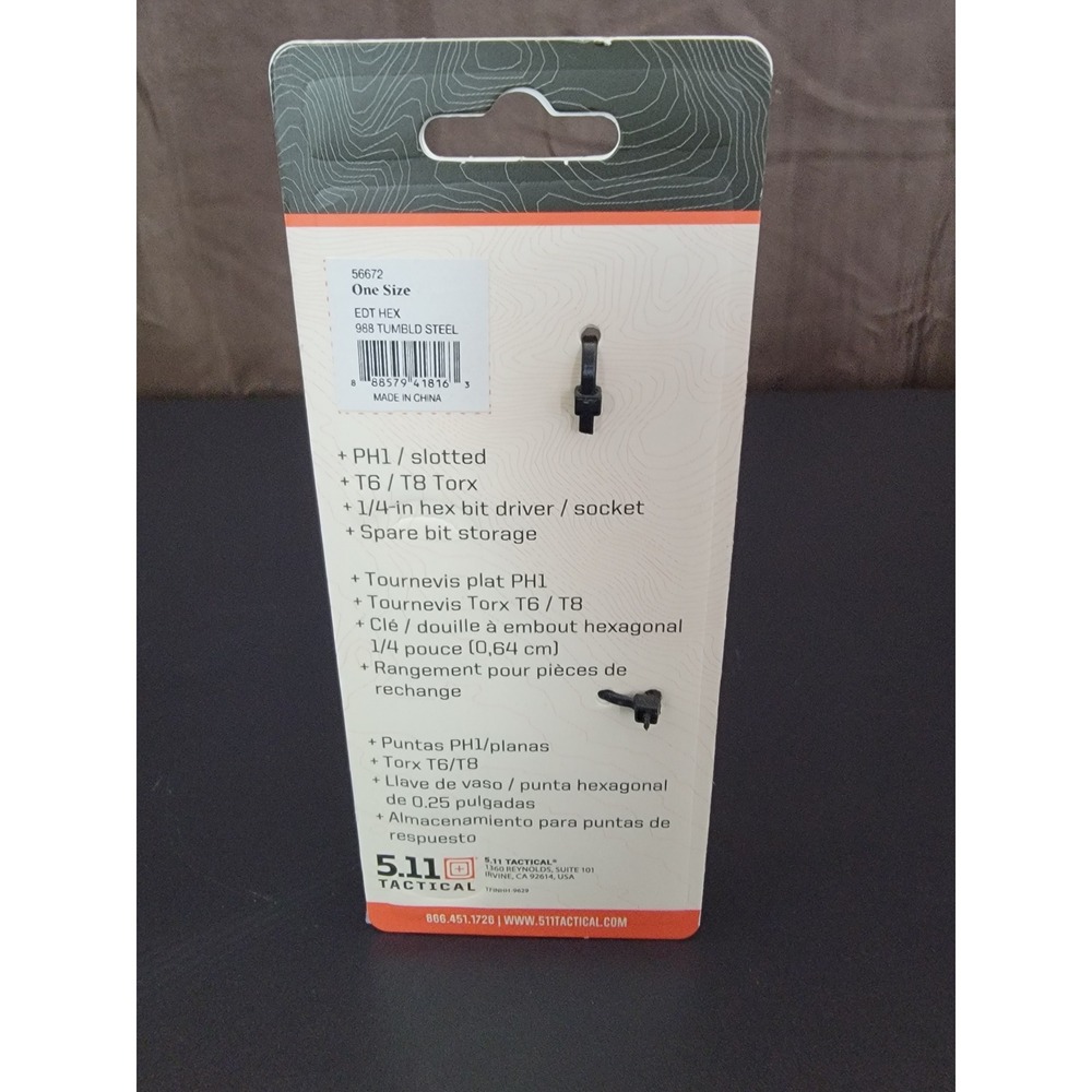 5.11 Tactical EDT Hex Keychain Tool 56672 Tumbled Steel Multi-Tool with Bits - Picture 2 of 2